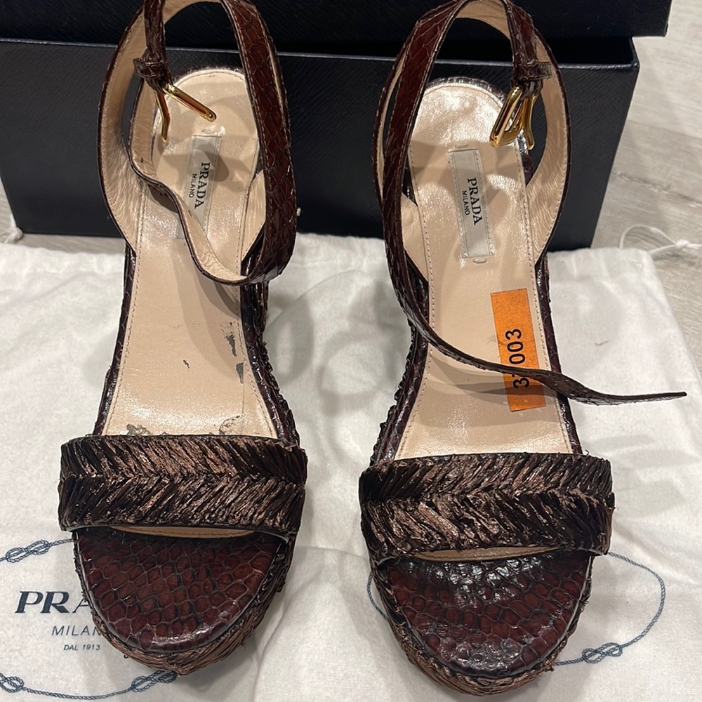 Prada wedges, brown color, size 37